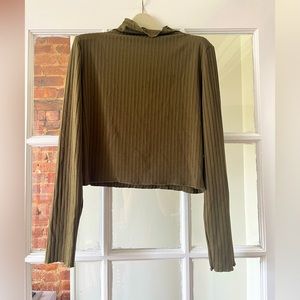 Vintage Cowl turtleneck Olive Green Long Sleeve shirt